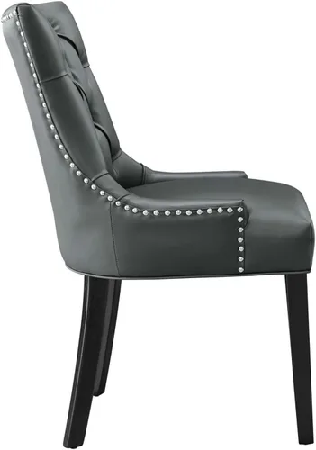 Miniatura 6 de Regent - Silla de comedor de cuero vegano copetudo en color gris