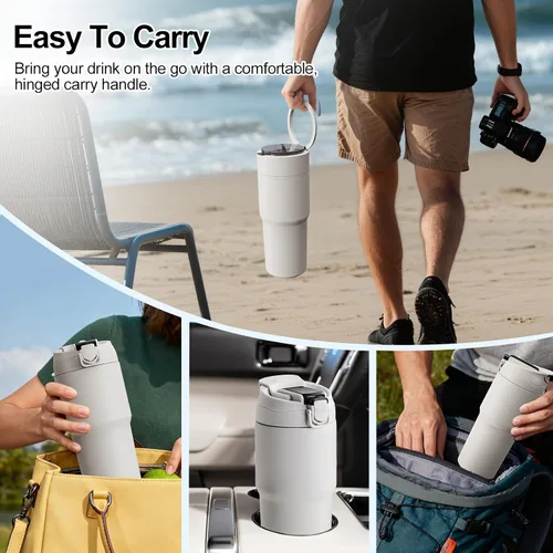 Miniatura 6 de Kawu Licuadora personal, licuadora portátil de acero inoxidable de 27 onzas para batidos y batidos, botella agitadora eléctrica con 10 cuchillas