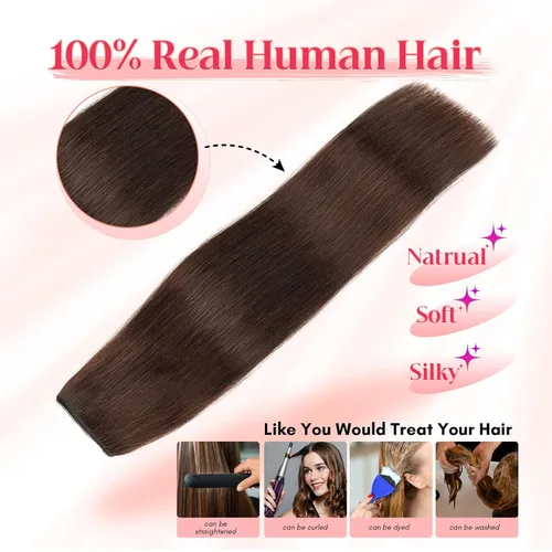 Miniatura 8 de Extensiones de cabello halo Rich Choices de pelo humano 100% Remy con alambre invisible en extensiones de cabello, pieza única, secreta, con línea
