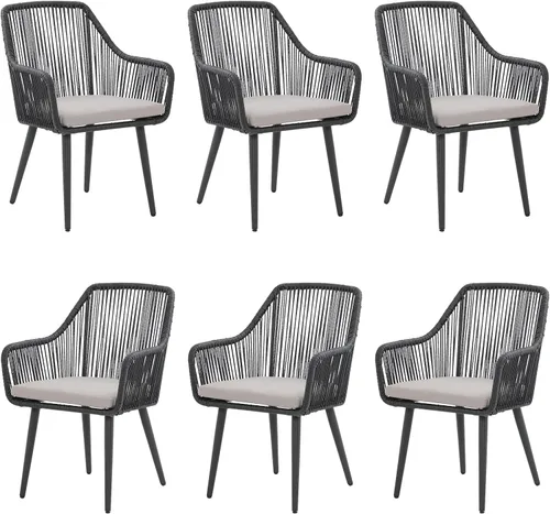 Miniatura 17 de JOIVI Juego de 2 sillas de comedor para patio, sillas de ratán al aire libre con reposabrazos y cojines para césped exterior, jardín, patio