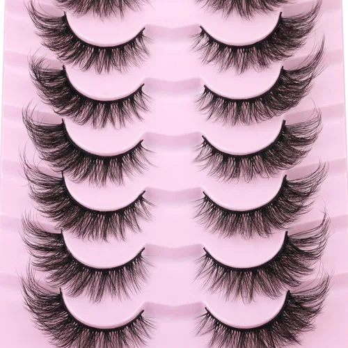 Miniatura 8 de Pestañas postizas de aspecto natural, pestañas de visón sintético, pestañas onduladas tipo zorro que parecen extensiones, pestañas de visón 3D