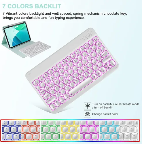 Miniatura 2 de Funda de teclado para iPad Pro11 "1ª/2ª/3ª/4ª generación con soporte para lápices, compatible con iPad Air4/Air5/Air de 11 pulgadas M2, teclado
