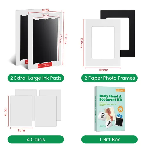Miniatura 4 de Kit de huellas y manos para bebé, 8 piezas de gran tamaño sin tinta para bebé con marcos de fotos, almohadillas de tinta de tacto limpio, kit