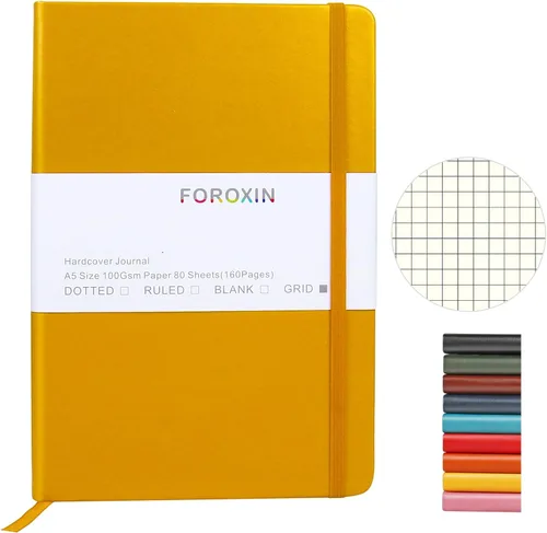 Miniatura 24 de Cuaderno de diario en blanco, negro, 160 páginas, tamaño mediano de 8.3 x 5.7 pulgadas, papel grueso de 3.53 oz/m², tapa dura