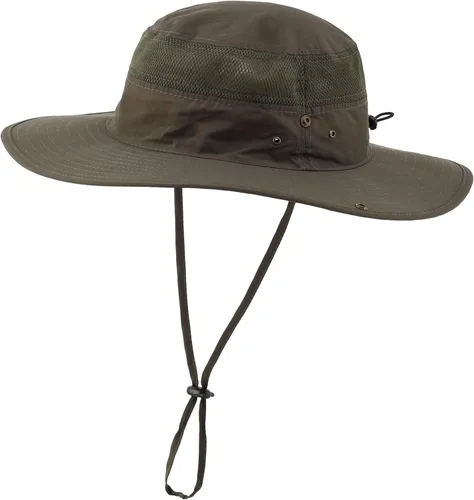 Connectyle Sombrero de ala ancha para hombre, transpirable, sombrero de vaquero Boonie UPF 50+, protección solar, sombrero de pescador para pesca,