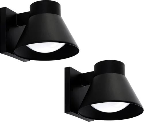 UME Paquete de 2 lámparas LED de pared para exteriores, luces negras para porche delantero, iluminación de montaje en pared, farol de pared