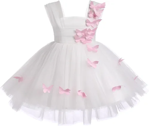 Vestido de cumpleaños de mariposa para niñas pequeñas, vestido de tul alto y bajo de tul para bautizo, fiesta de boda, vestidos de tul para sesión