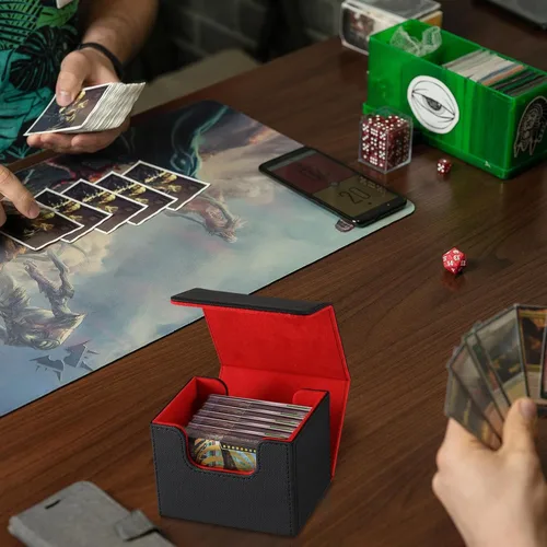 Miniatura 7 de Yookeer 4 Piezas Cajas de Cartas de Cubierta de Cuero Caja de Juego de Cartas de Cubierta para Caja de Cartas de Juego Coleccionables Compatible