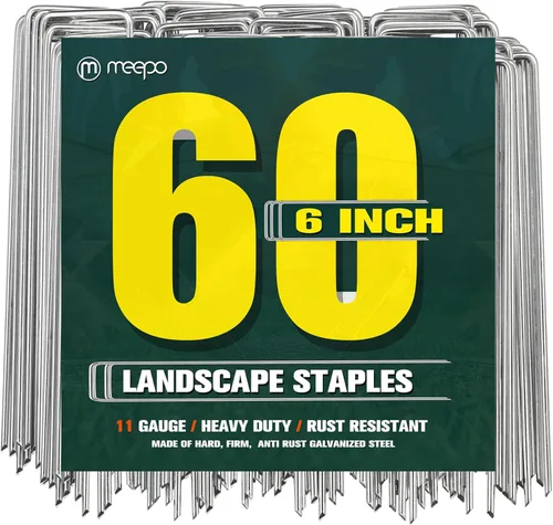 Miniatura 9 de M MEEPO Estacas de jardín, 10 piezas de 6 pulgadas, grapas galvanizadas para paisajismo que nunca se oxidan, estacas duraderas 5 veces más afiladas