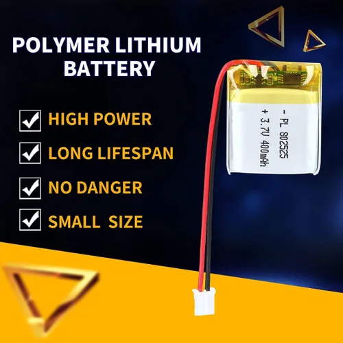 Miniatura 4 de 3.7V 400mAh 802525 Lipo batería recargable de iones de polímero de litio con conector PH2.0.000 in JST