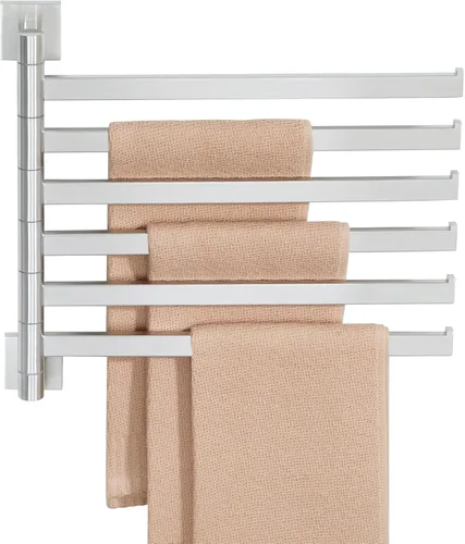 Miniatura 16 de Alise Toallero giratorio, plegable de 6 brazos, toallero de mano para baño, estantes de secado de montaje en pared para lavandería, soporte de Negro