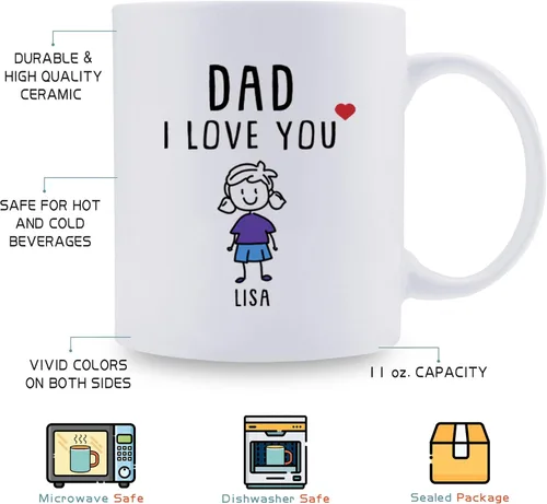 Miniatura 2 de Regalos personalizados para papá de hija e hijo, taza divertida del día del padre, regalos personalizados para el día del padre, divertida taza