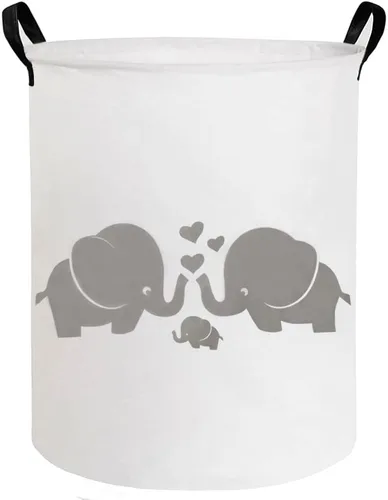ESSME - Cesta de almacenamiento grande, de tela con asas, plegable, para la ropa, el hogar, como regalo, organizador de juguetes Amor elefante