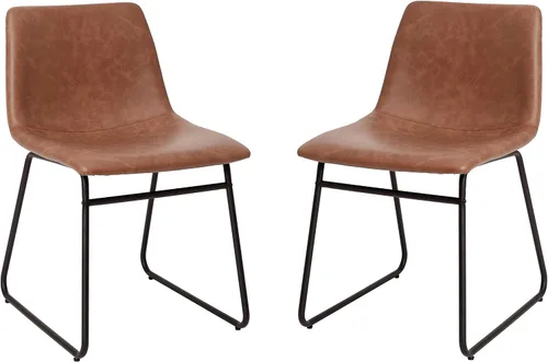 Miniatura 14 de Flash Furniture Butler LeatherSoft - Juego de 2 sillas de altura para mesa de comedor de 18 pulgadas, estilo moderno de mediados de siglo