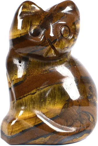 Miniatura 20 de Justinstones Escultura de gato tallada de cristal de cuarzo, estatua de gato de animal gatito de 1.181 in, mini figura de gato sentado de cristal
