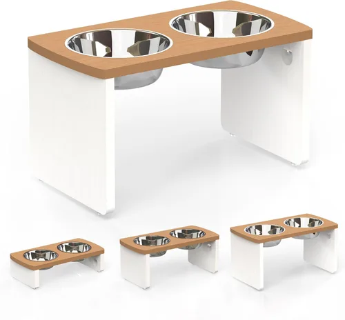 Miniatura 13 de Cuencos elevados para perros, cuenco elevado de bambú para perros y gatos pequeños, con 2 cuencos de acero inoxidable