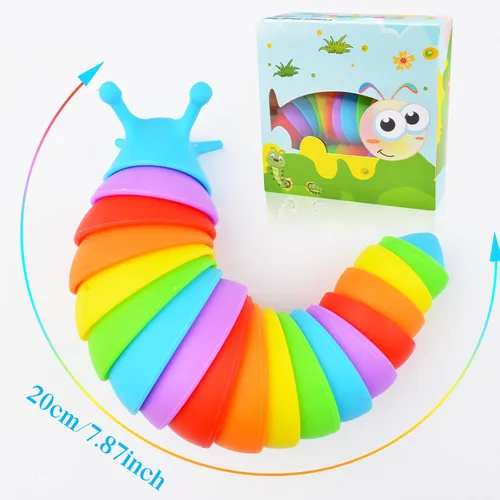 Miniatura 3 de Cevioce Juguete Fidget de Babosa, Juguete Sensorial Fidget de Babosa para Niños y Adultos, 2 Piezas de Lindos Juguetes Sensoriales Articulados en 3D