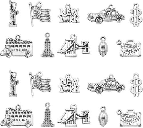 Miniatura 11 de LiQunSweet 100 piezas de 10 estilos antiguos de vida oceánica, dijes de peces de animales marinos para manualidades, collares, pulseras