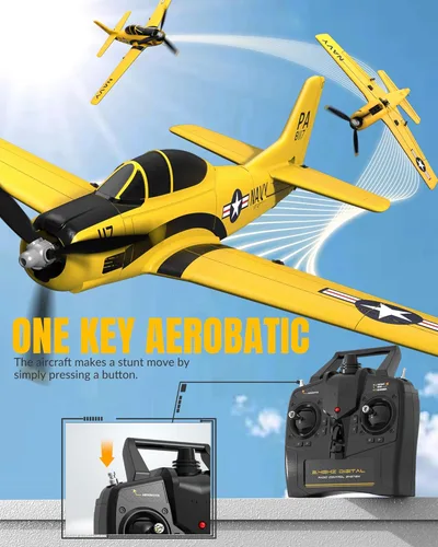 Miniatura 6 de VOLANTEXRC Avión RC para principiantes, 4CH Avión RC WWII T28 Trojan con Aileron, Avión RC de 2.4Ghz con control remoto con Xpilot Auto-recuperación