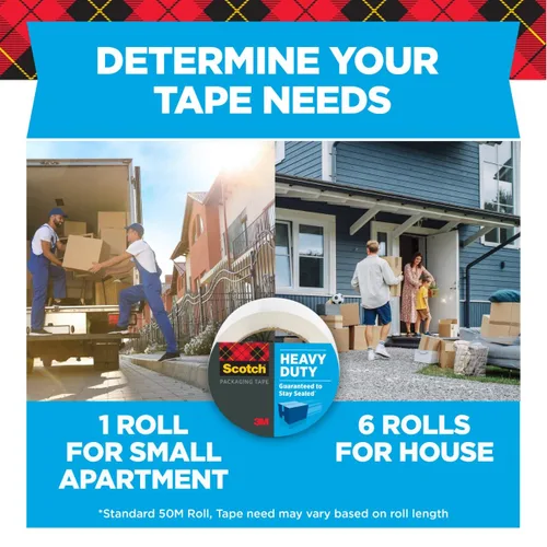 Miniatura 5 de Scotch Cinta de embalaje resistente 3850, transparente, 1.88 in x 54.6 yd (1.890 in x 164.0 ft), paquete de 2 (2 rollos), cinta de sellado de caja
