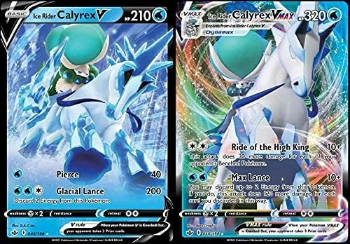 Ice Rider Calyrex - Vmax & V - Reinado escalofriante - Lote de cartas ultra raro - 045/198 y 046/198 - Holo Rare