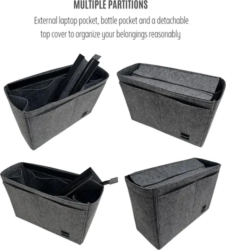Miniatura 9 de Divitize Inserto para organizador de libros mediano, pequeño, grande, fieltro premium hecho a mano (negro)