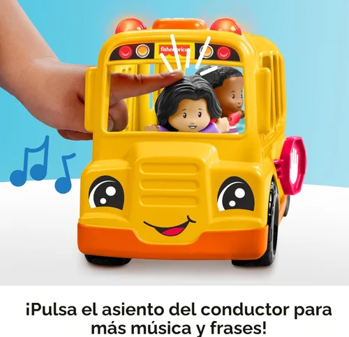 Miniatura 4 de Fisher-Price Little People - Juego de juguete para niños pequeños, autobús escolar musical con vehículo de empuje y 2 figuras para juego de roles