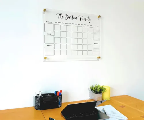 Miniatura 7 de Calendario de pared acrílico personalizado grande, planificador personalizado 2026, calendario familiar de borrado en seco