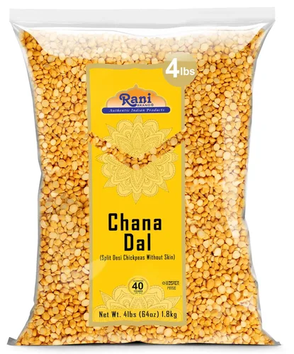 Rani Chana Dal (garbanzos desi divididos sin piel) 64 oz (4 libras) 4.0 lbs a granel ~ Todo natural | Apto para gluten | Sin OMG | Kosher | Vegano |