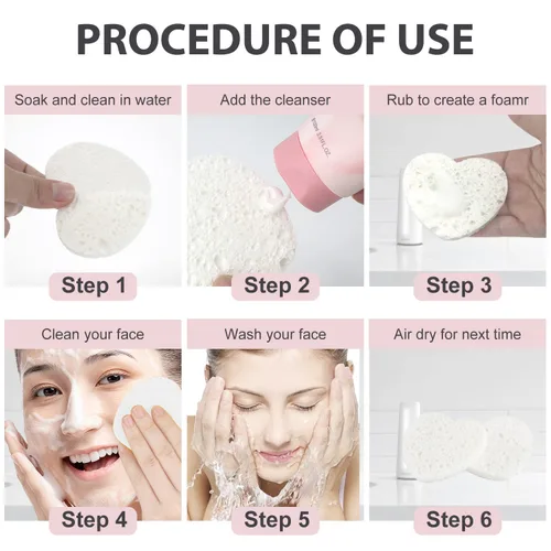 Miniatura 5 de 50 esponjas faciales comprimidas, esponja facial de celulosa 100% natural, esponjas cosméticas profesionales de spa para limpieza facial, mascarilla