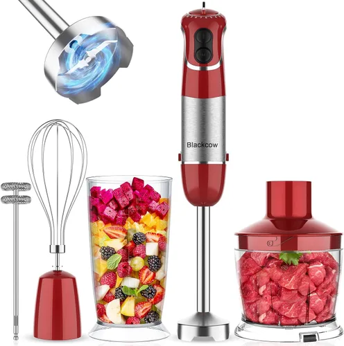 Miniatura 10 de Juego de licuadora de inmersión para cocina, licuadora de emulsión de mano extra silenciosa de 500 W, batidora de mano eléctrica de 12 velocidades