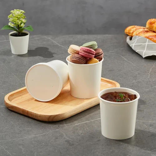 Miniatura 6 de JOLLY PARTY Paquete de 50 recipientes de papel de 16 onzas con tapas, vasos de papel desechables para alimentos, tazas de helado, almacenamiento