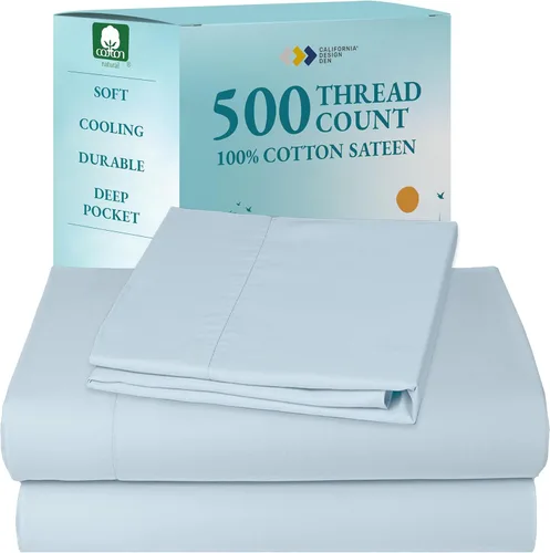 Miniatura 30 de Sábanas de algodón tamaño King dividido para cama ajustable, satén de algodón 100% con 500 hilos, ajuste ceñido, juego con sábanas bajeras Twin-XL
