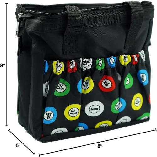 Miniatura 7 de Yuanhe Bolsas de Bingo Dauber con 6 Bolsillos Bolsa de Transporte Negra para Bingo