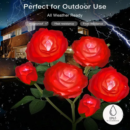 Miniatura 4 de Luces solares de estaca de jardín para exteriores, luz LED mejorada con 6 rosas, luces decorativas solares impermeables para patio, camino, patio
