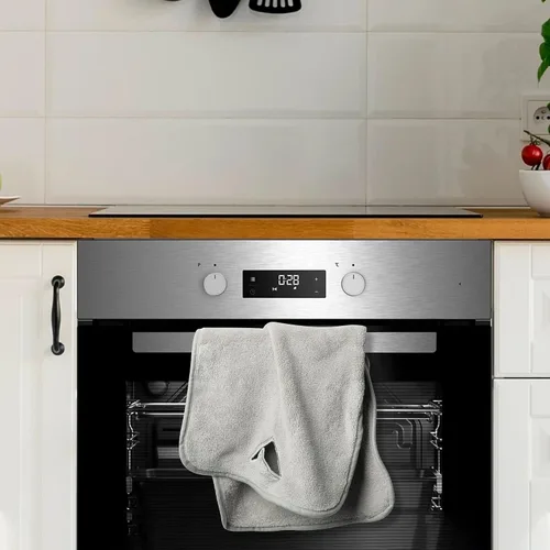 Miniatura 3 de R HORSE 8 piezas de toalla de mano colgante con lazo, gris absorbente de lana de coral para baño, paño de cocina suave y grueso decorativo de secado