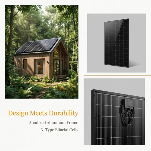 Miniatura 6 de Panel solar bifacial de 200 W, panel solar monocristalino tipo N 16BB, 25% de alta eficiencia, IP65 impermeable, para casa rodante, barco, sistema