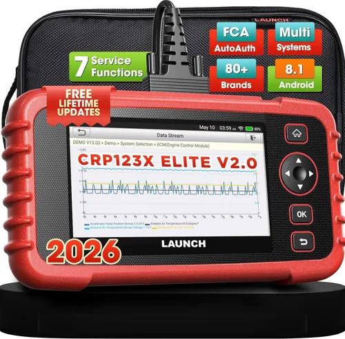 LAUNCH Escáner OBD2 2026 US Ver. CRP123X V2.0 Elite, 7 herramienta de escaneo de restablecimiento, FCA SGW, lector de código de transmisión SRS ABS
