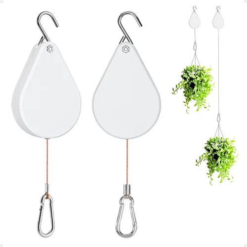 Miniatura 7 de Sistema Retráctil para Colgar Plantas Kitwinney - Poleas Ajustables para Elevar/Bajar Plantas sin Esfuerzo, Uso Resistente en Interiores