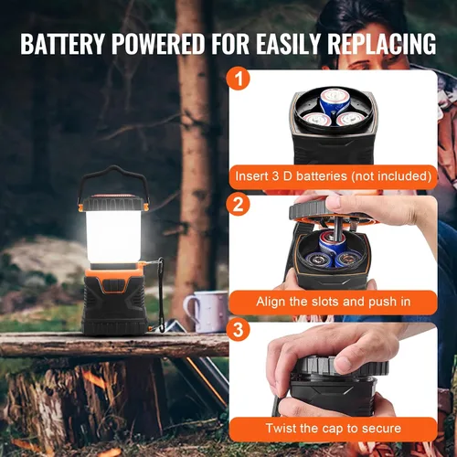 Miniatura 5 de VEVOR - Linterna de camping LED, todo en uno, 1000 lúmenes, iluminación de 360°, 4 modos de iluminación, luz alimentada por batería, linterna