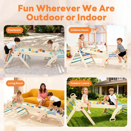 Miniatura 2 de DUMOS Pikler - Juego de triángulos para niños pequeños, juguetes de escalada y estructura de juego para interiores, juego de escalada Montessori