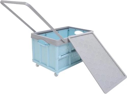 Miniatura 5 de Contenedores de almacenamiento plegables con tapas, cajas plegables de plástico apilables de 30 L, caja de almacenamiento de plástico apilable Rosa