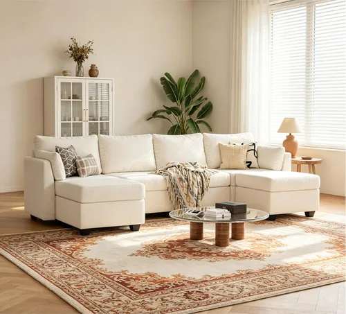 Miniatura 3 de Huatean Home Sofá Seccional Modular de 114.17", Sofá Modular de 6 Asientos con Almacenamiento, Espuma Viscoelástica, Sofás Seccionales Convertibles