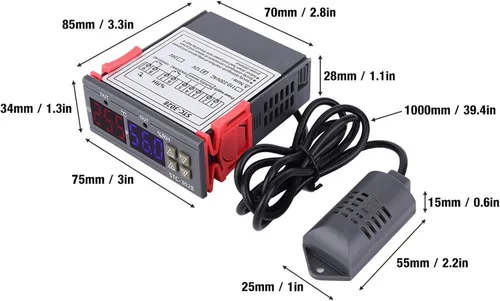 Miniatura 2 de 3028 Control de temperatura 12V/24V/110V/220V Pantalla digital Medidor de temperatura y humedad con sensor integrado (12V)