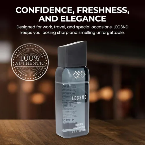 Miniatura 7 de LEG3ND Spray corporal para hombres – Fragancia refrescante y duradera con aceites esenciales naturales – Spray corporal hidratante con notas