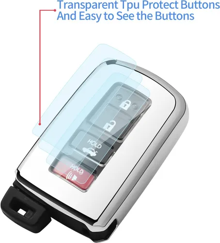 Miniatura 4 de Funda con llavero para llave de automóvil de suave poliuretano termoplástico y protección de 360 grados, compatible con llave inteligente (plateado)