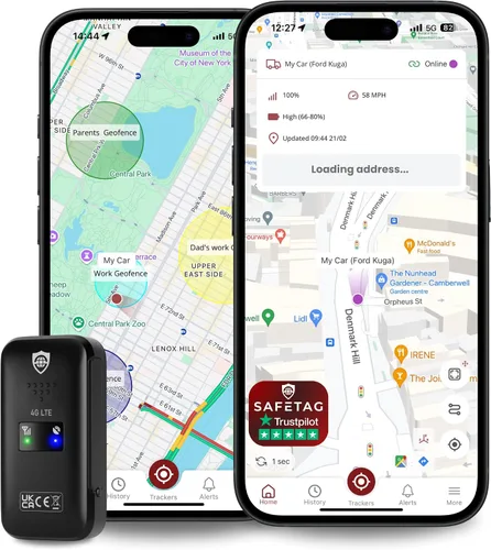 SafeTag Mini rastreador GPS recargable 4G - 4G LTE, automóvil, furgoneta, motocicleta, etc. 34-205 países, seguimiento y notificaciones en tiempo