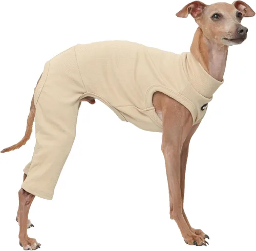 Miniatura 32 de D Doggy Star - Suéter de galgo italiano de cuello de tortuga, conjunto de mono de vellón cálido, ropa de Whippet para perro (XL, azul marino Pkt)
