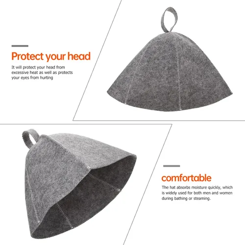 Miniatura 3 de EXCEART Sombrero de sauna de fieltro grueso, ligero y cómodo, con absorción de humedad y lazo para colgar, para hombres y mujeres, sauna, sala