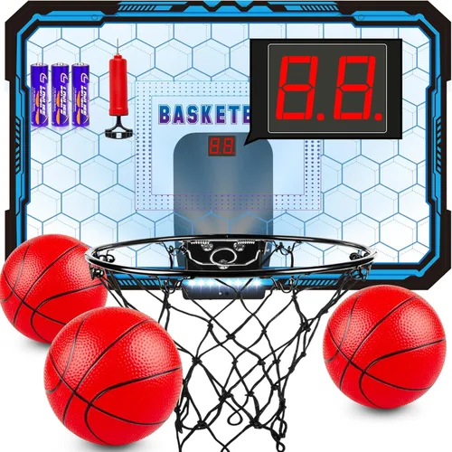 Miniatura 7 de Indoor Basketball Hoop Boys Gifts for Teens Door Room Basketball Hoop Mini Hoop with Scoreboard, 3 Balls and Batteries Basketball Toys for 8 9 10 11